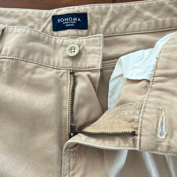 Sonoma Petite 10P Tan Khaki Casual Pants Woman Twill - Picture 5 of 10